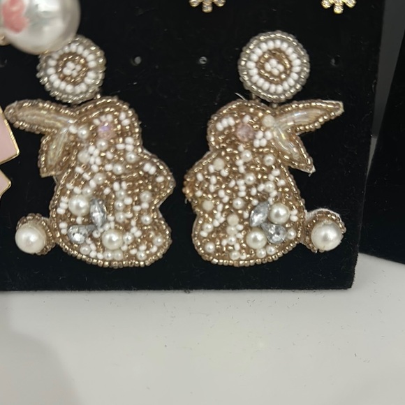 Pearl Beaded Bunny Earrings - Picture 1 of 1
